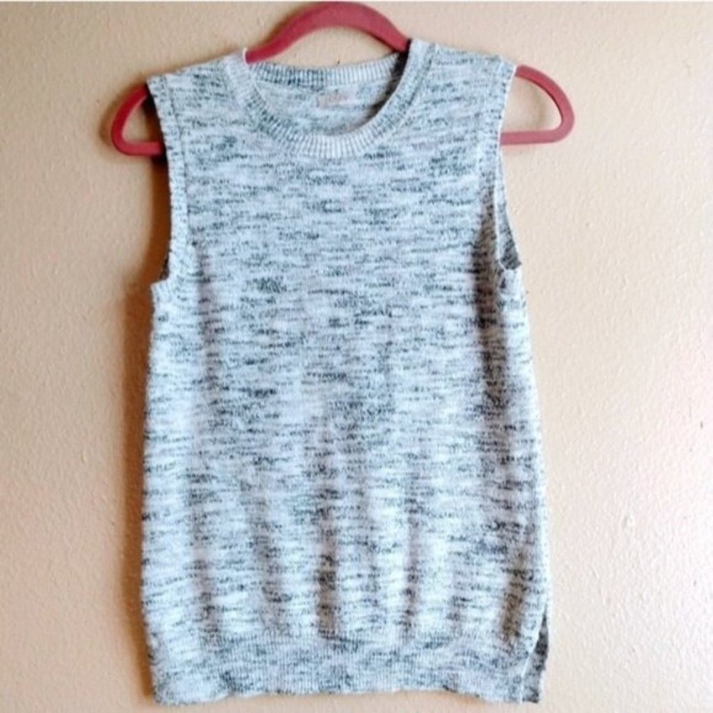 J Crew Space Dyed Sleeveless Sweater Black White